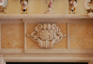 cast limestone fireplace mantel